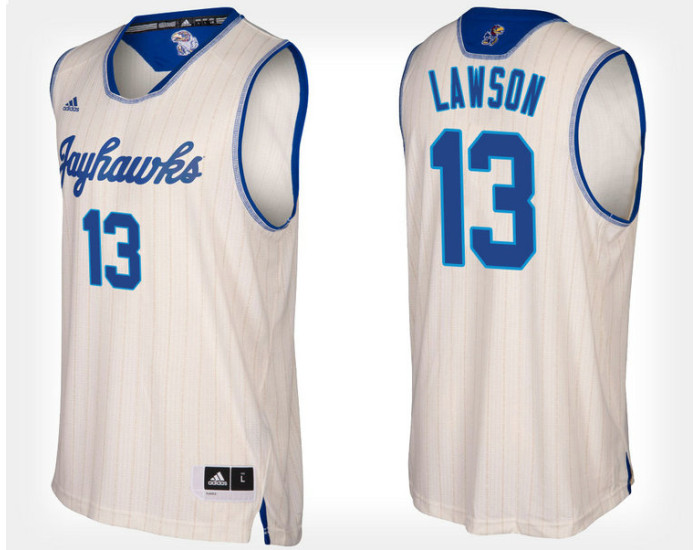 Youth Kansas Jayhawks #13 K.J. Lawson Cream Alternate Authentic College Basketball Jersey