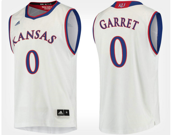 Youth Kansas Jayhawks #0 Marcus Garrett White Road Authentic College Basketball Jersey