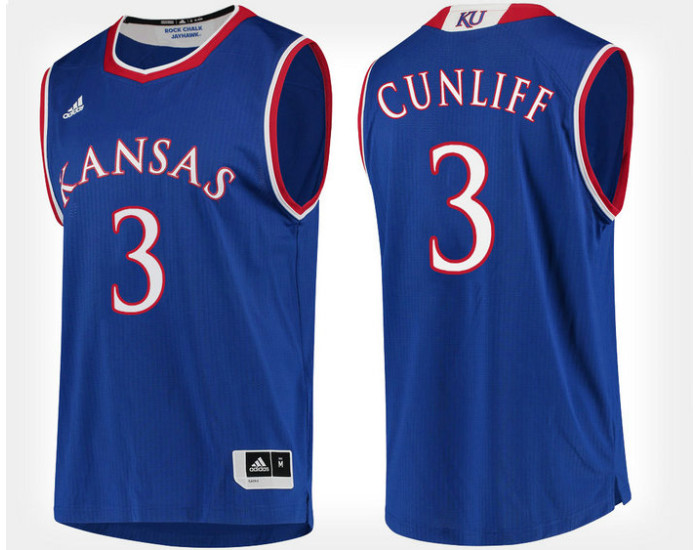Youth Kansas Jayhawks #3 Sam Cunliffe Blue Home Replica College Basketball Jersey