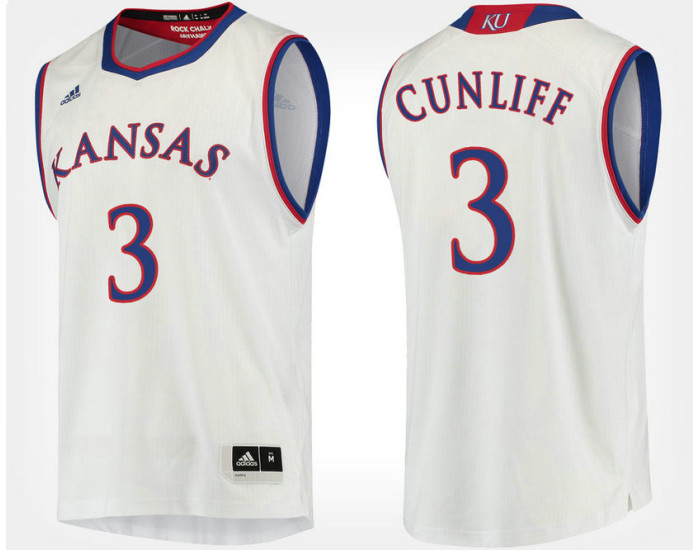 Kansas Jayhawks #3 Sam Cunliffe White Road Authentic College Basketball Jersey