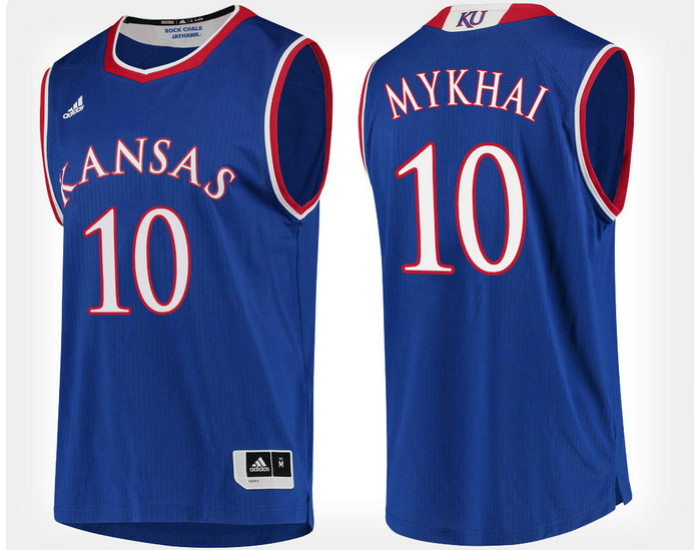 Youth Kansas Jayhawks #10 Sviatoslav Mykhailiuk Blue Home Authentic College Basketball Jersey