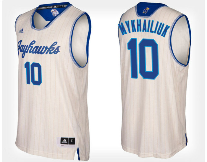 Youth Kansas Jayhawks #10 Sviatoslav Mykhailiuk Cream Alternate Authentic College Basketball Jersey