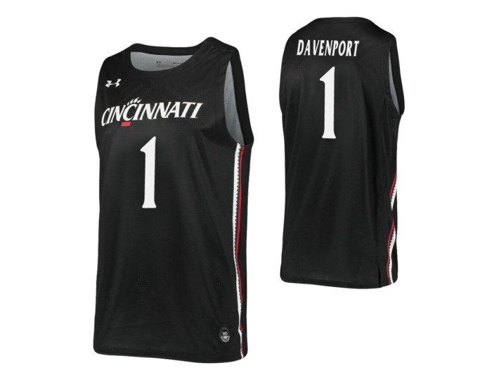 Jeremiah Davenport Replica College Basketball Jersey Black Cincinnati Bearcats