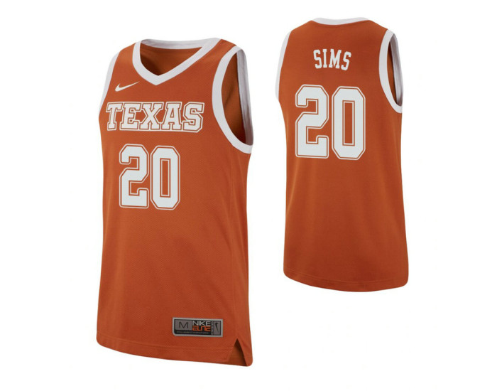 Jericho Sims Authentic College Basketball Jersey Texas Orange Texas Longhorns