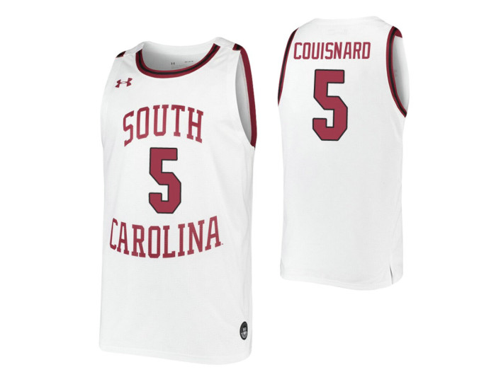 South Carolina Gamecocks #5 Jermaine Couisnard White Authentic College Basketball Jersey