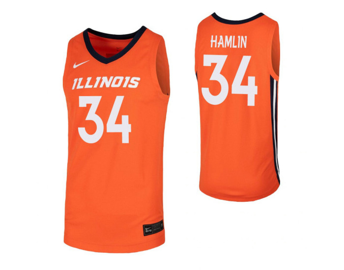 Illinois Fighting Illini #34 Jermaine Hamlin Orange Authentic College Basketball Jersey