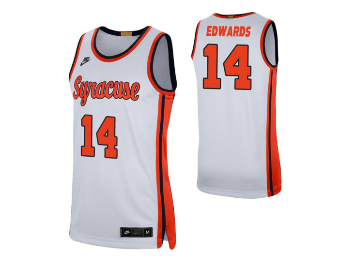 Syracuse Orange #14 Jesse Edwards White Authentic College Basketball Jersey