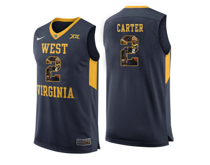 West Virginia Mountaineers #2 Jevon Carter Authentic College Basketball Jersey Navy