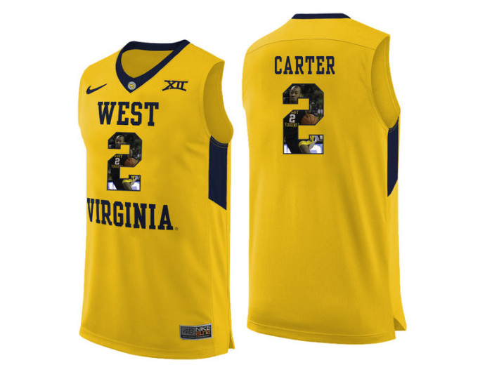 West Virginia Mountaineers #2 Jevon Carter Authentic College Basketball Jersey Yellow