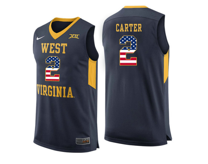 West Virginia Mountaineers #2 Jevon Carter Authentic College Basketball Jersey Navy