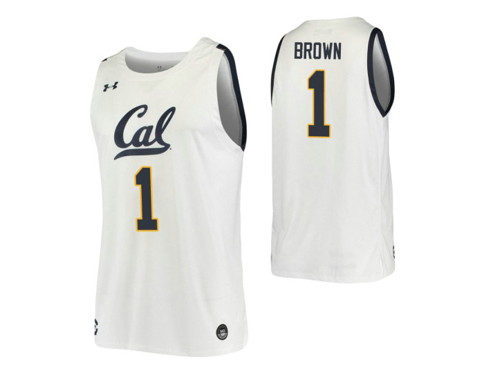 Youth California Golden Bears #1 Joel Brown White Authentic College Basketball Jersey