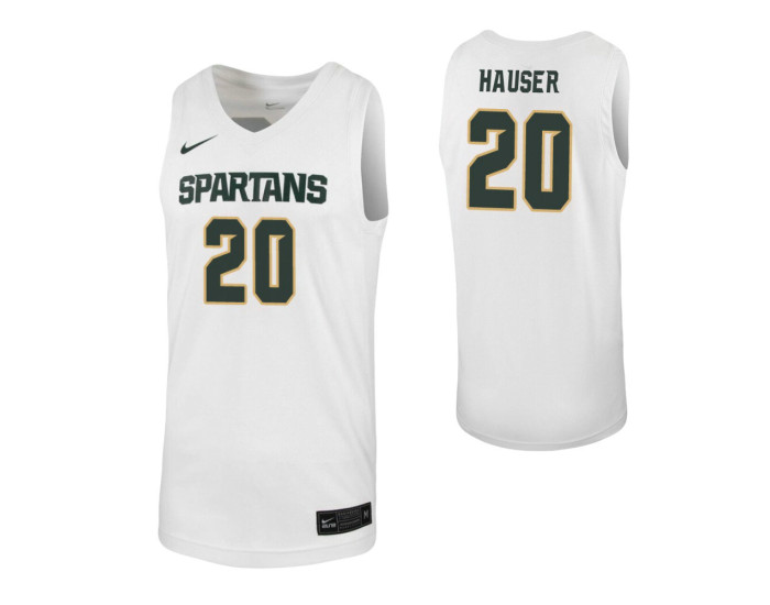 Youth Joey Hauser Authentic College Basketball Jersey White Michigan State Spartans