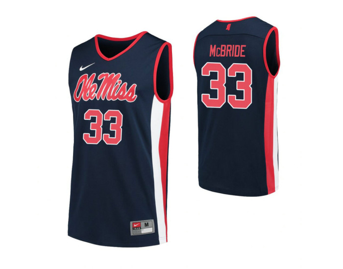 Youth Ole Miss Rebels #33 John McBride Navy Authentic College Basketball Jersey