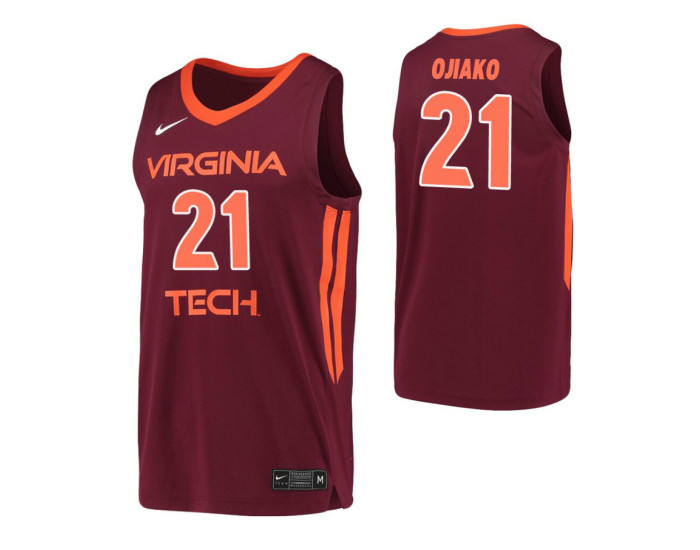 John Ojiako Authentic College Basketball Jersey Maroon Virginia Tech Hokies