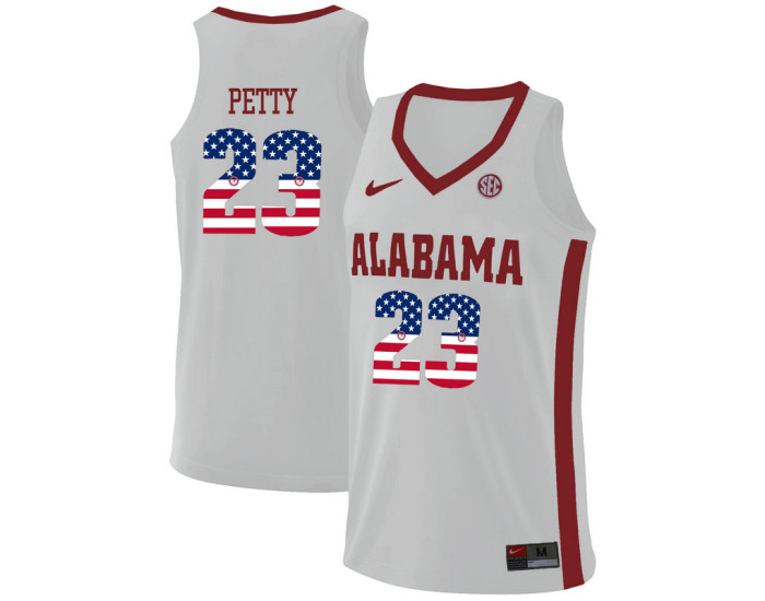 Youth Alabama Crimson Tide #23 John Petty Replica College Basketball Jersey White