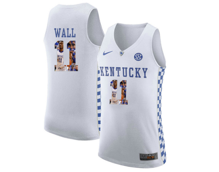 Kentucky Wildcats #11 John Wall Authentic College Basketball Jersey White