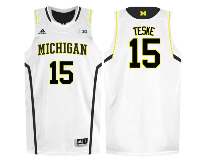 Michigan Wolverines #15 Jon Teske Authentic College Basketball Jersey White