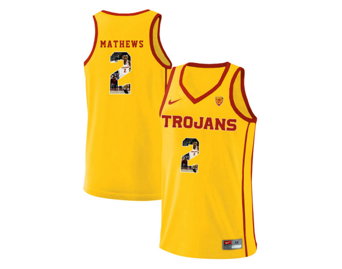 USC Trojans #2 Jonah Mathews Authentic College Basketball Jersey Yellow