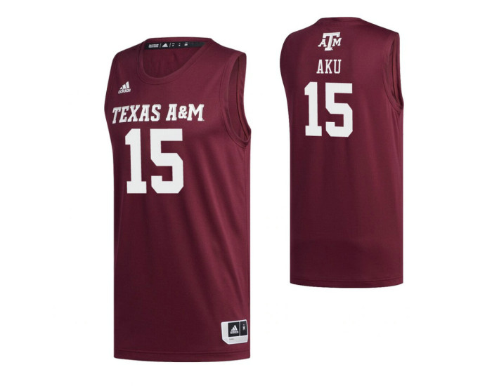 Texas A&M Aggies 15 Jonathan Aku Authentic College Basketball Jersey Maroon