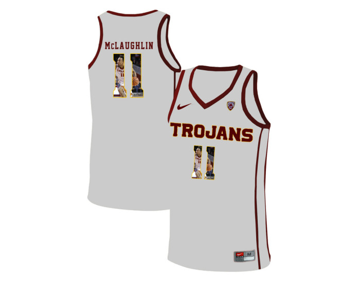 USC Trojans #11 Jordan McLaughlin Replica College Basketball Jersey White