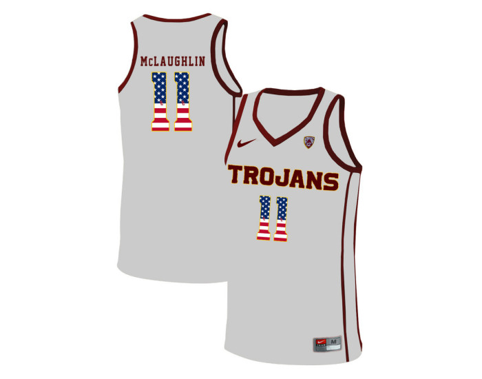 USC Trojans #11 Jordan McLaughlin Authentic College Basketball Jersey White