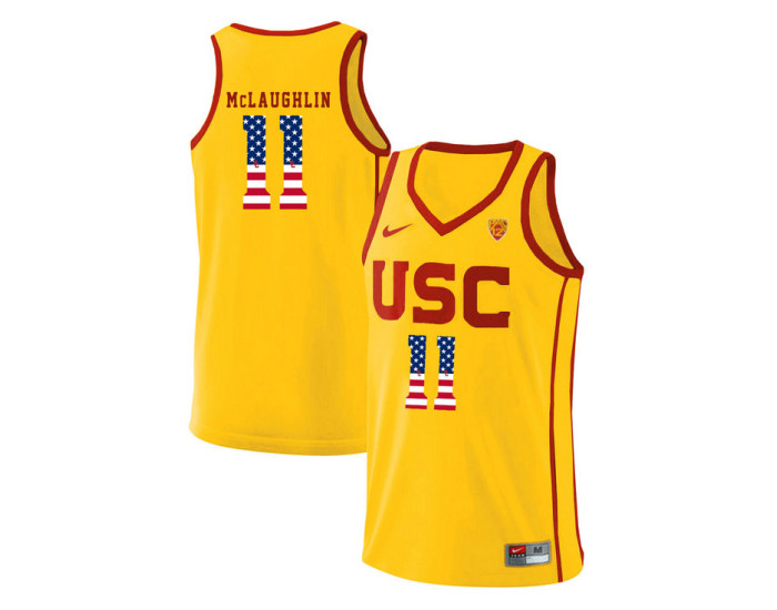 USC Trojans #11 Jordan McLaughlin Authentic College Basketball Jersey Yellow