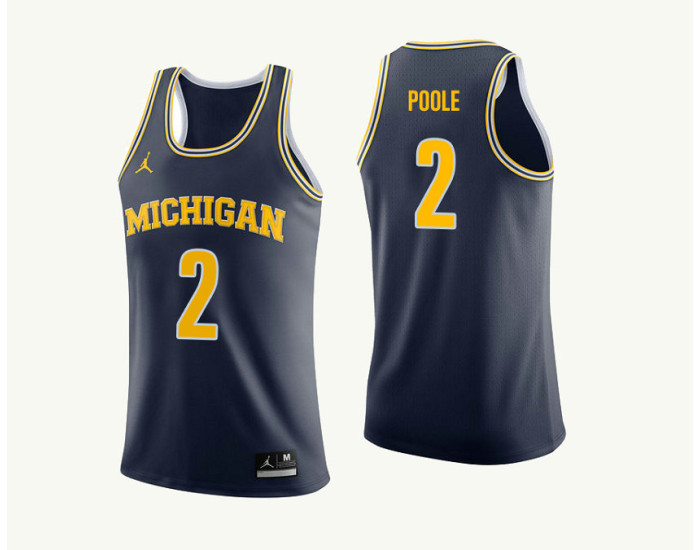 Youth Michigan Wolverines #2 Jordan Poole Replica College Basketball Jersey Navy