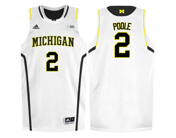 Michigan Wolverines #2 Jordan Poole Authentic College Basketball Jersey White