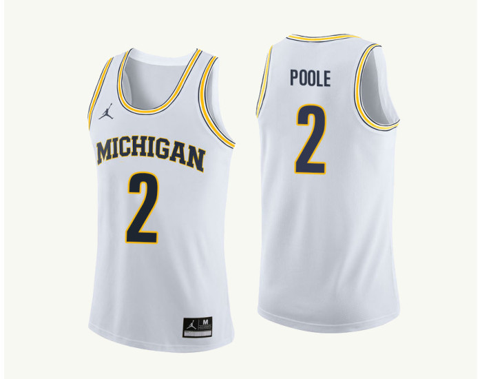 Michigan Wolverines #2 Jordan Poole Replica College Basketball Jersey White