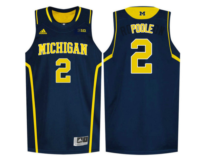 Michigan Wolverines #2 Jordan Poole Replica College Basketball Jersey Navy