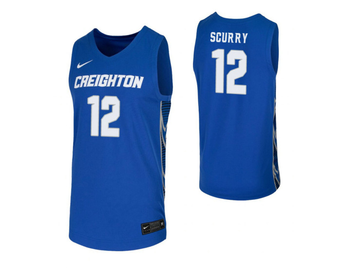 Creighton Bluejays #12 Jordan Scurry Royal Authentic College Basketball Jersey
