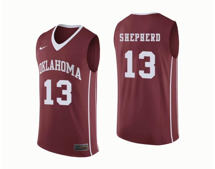 Oklahoma Sooners #13 Jordan Shepherd Authentic College Basketball Jersey Crimson
