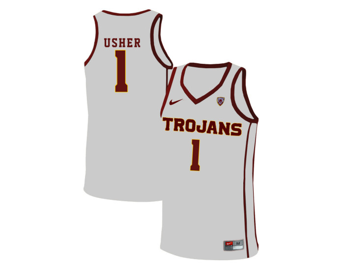 USC Trojans #1 Jordan Usher Authentic College Basketball Jersey White