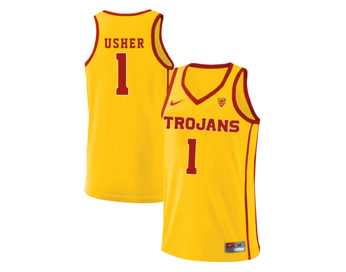 USC Trojans #1 Jordan Usher Authentic College Basketball Jersey Yellow