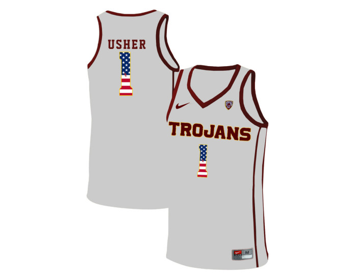 USC Trojans #1 Jordan Usher Authentic College Basketball Jersey White