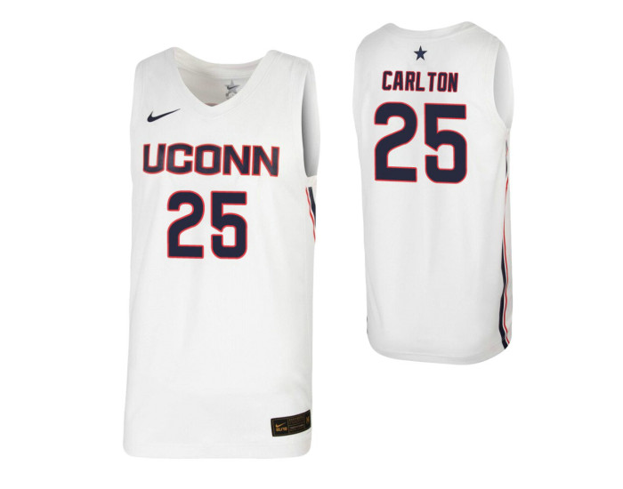 UConn Huskies #25 Josh Carlton White Authentic College Basketball Jersey