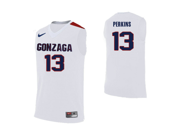 Gonzaga Bulldogs #13 Josh Perkins White Authentic College Basketball Jersey
