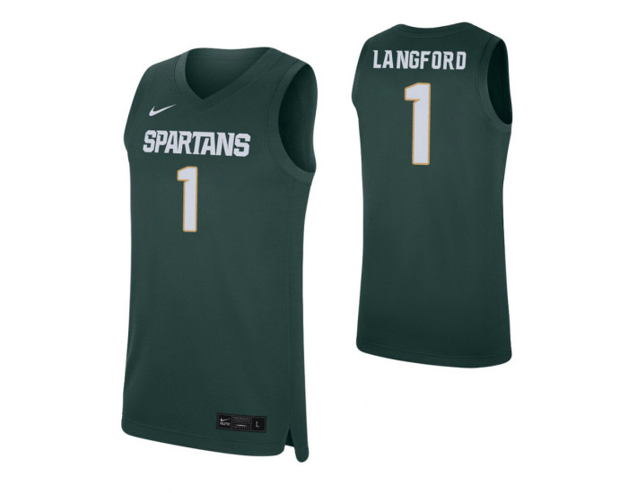 Youth Michigan State Spartans #1 Joshua Langford Green Authentic College Basketball Jersey