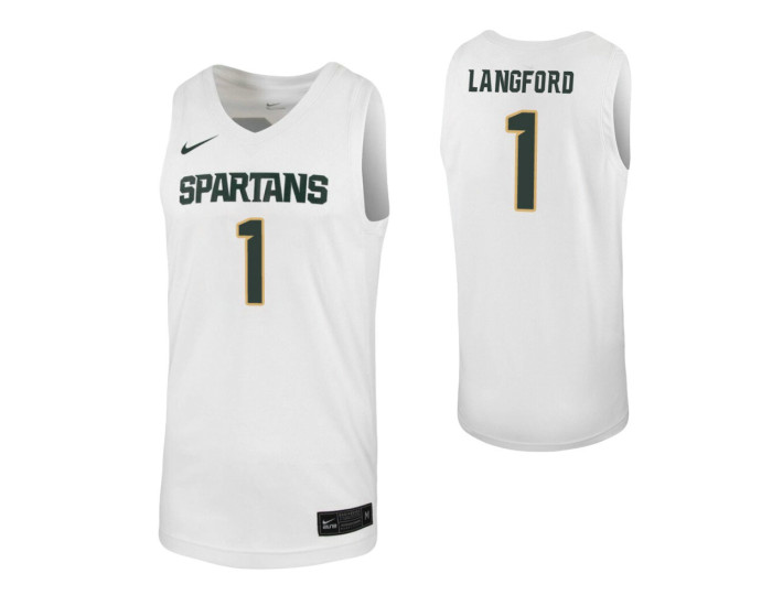 Youth Michigan State Spartans #1 Joshua Langford White Authentic College Basketball Jersey
