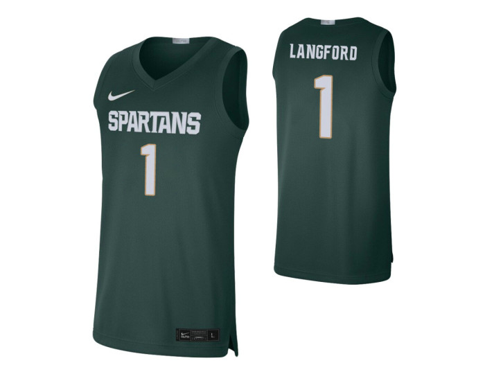 Youth Michigan State Spartans #1 Joshua Langford Green Authentic College Basketball Jersey