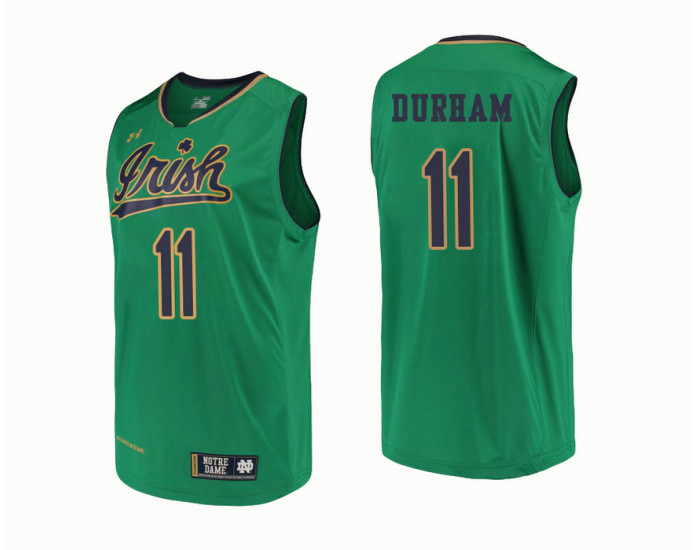 Notre Dame Fighting Irish #11 Juwan Durham Authentic College Basketball Jersey Green