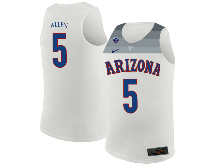 Arizona Wildcats #5 Kadeem Allen Authentic College Basketball Jersey White