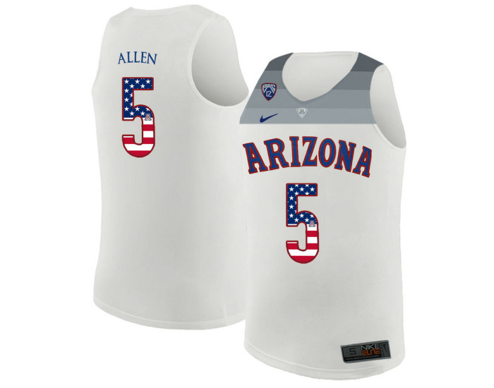 Arizona Wildcats #5 Kadeem Allen Authentic College Basketball Jersey White