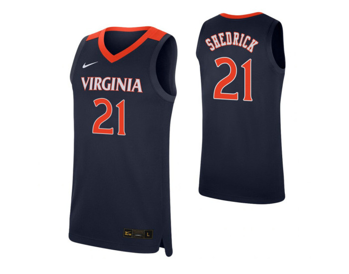 Virginia Cavaliers #21 Kadin Shedrick Navy Authentic College Basketball Jersey