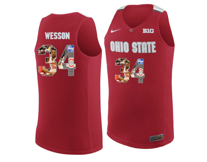 Ohio State Buckeyes #34 Kaleb Wesson Authentic College Basketball Jersey Red