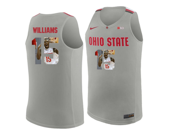 Ohio State Buckeyes #15 Kam Williams Replica College Basketball Jersey Gray