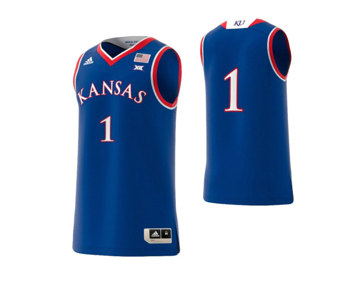 Youth Kansas Jayhawks #1 Basketball Adidas Authentic College Basketball Jersey Royal