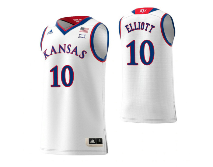 Youth Kansas Jayhawks #10 Elijah Elliott Authentic College Basketball Jersey White