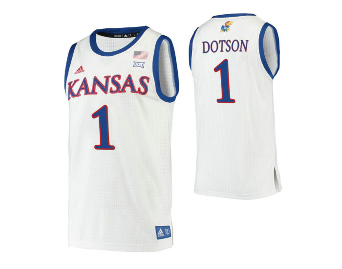 Youth Kansas Jayhawks #1 Devon Dotson White Authentic College Basketball Jersey