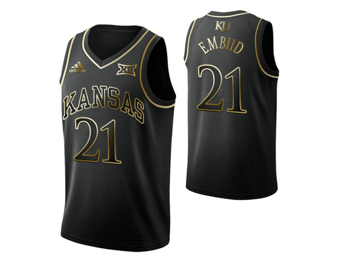 Youth Kansas Jayhawks #21 Joel Embiid Black Authentic College Basketball Jersey